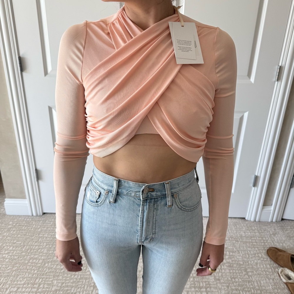 Peach Long Sleeve Wrap Top